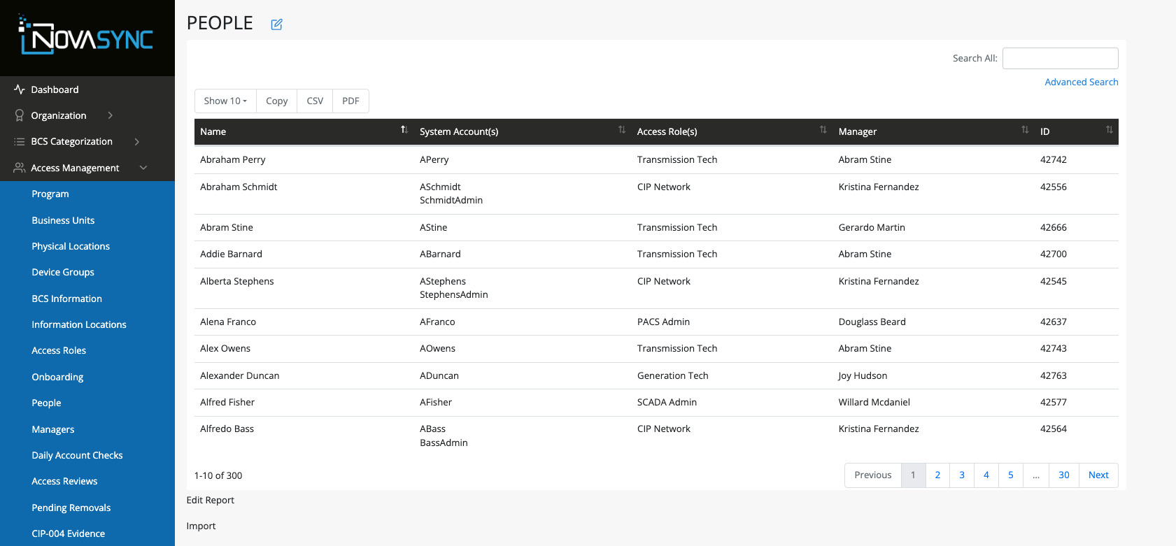 Access Management Screenshot